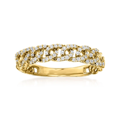 Rs Pure Ross-simons Diamond Curb-link Ring In 14kt Yellow Gold