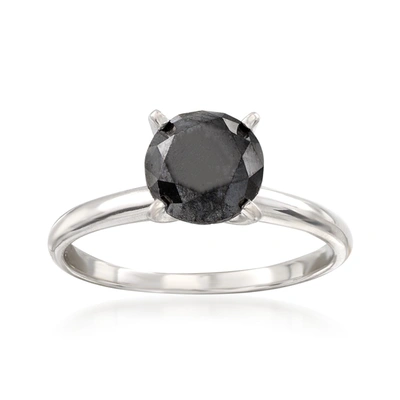 Ross-simons Black Diamond Solitaire Ring In 14kt White Gold In Silver