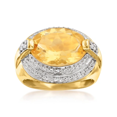Ross-simons Citrine Ring With White Topaz Accents In 18kt Gold Over Sterling In Yellow