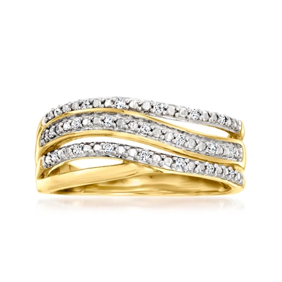 Canaria Fine Jewelry Canaria Diamond 3-row Wave Ring In 10kt Yellow Gold In Silver