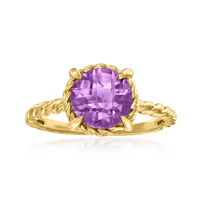 Canaria Fine Jewelry Canaria Amethyst Roped Ring In 10kt Yellow Gold In Purple