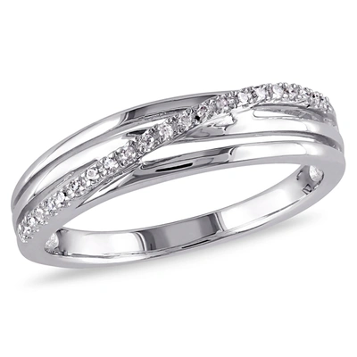 Mimi & Max Diamond Crossover Ring In Sterling Silver