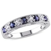 Mimi & Max 4/5ct Tgw Created Blue And Created White Sapphire Anniversary Band In Sterling Silver In Blue