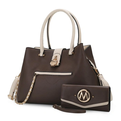 Mkf Collection By Mia K Edith Vegan Leather Women's Tote Bagwith Wallet - 2 Pieces In Brown