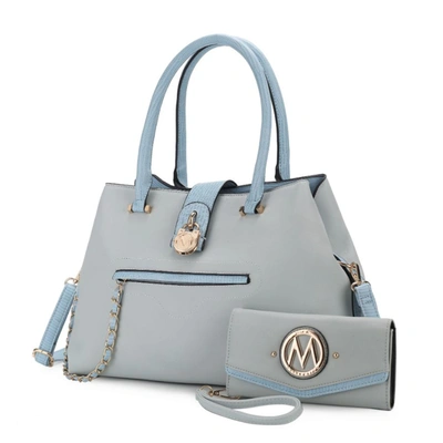 Mkf Collection By Mia K Edith Vegan Leather Women's Tote Bagwith Wallet - 2 Pieces In Blue