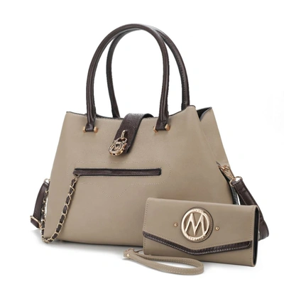 Mkf Collection By Mia K Edith Vegan Leather Women's Tote Bagwith Wallet - 2 Pieces In Beige