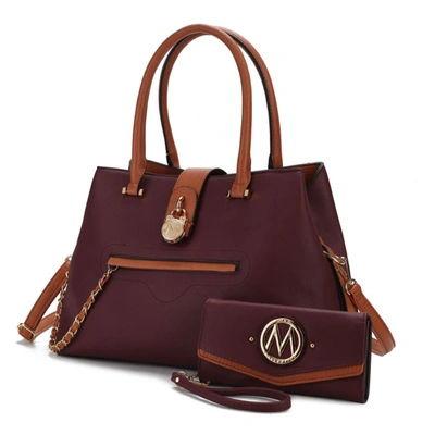Mkf Collection By Mia K Edith Vegan Leather Women's Tote Bagwith Wallet - 2 Pieces In Red