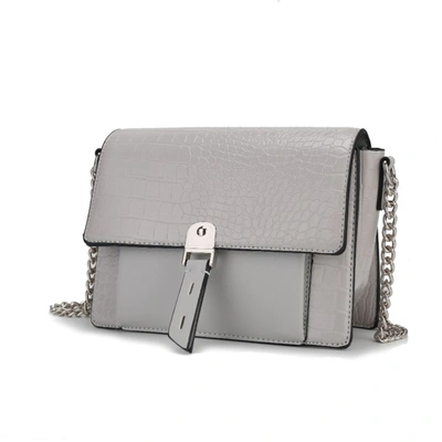 Mkf Collection By Mia K Hope Crocodile Embossed Vegan Leather Women's Shoulder Bag In Grey