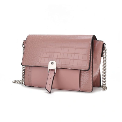 Mkf Collection By Mia K Hope Crocodile Embossed Vegan Leather Women's Shoulder Bag In Pink