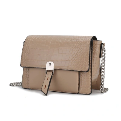 Mkf Collection By Mia K Hope Crocodile Embossed Vegan Leather Women's Shoulder Bag In Beige