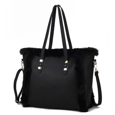 Mkf Collection By Mia K Liza Vegan Leather With Faux Fur Women's Tote Bag In Black