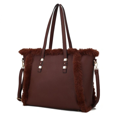 Mkf Collection By Mia K Liza Vegan Leather With Faux Fur Women's Tote Bag In Red