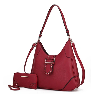 Mkf Collection By Mia K Juliette Vegan Leather Women's Shoulder Bag With Matching Wallet - 2 Pcs In Red