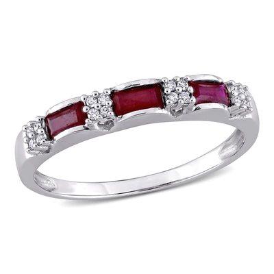 Mimi & Max 1/2ct Tgw Ruby And Diamond Accent Eternity Ring In 10k White Gold In Red