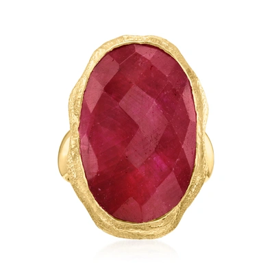 Ross-simons Ruby Ring In 18kt Gold Over Sterling In Red