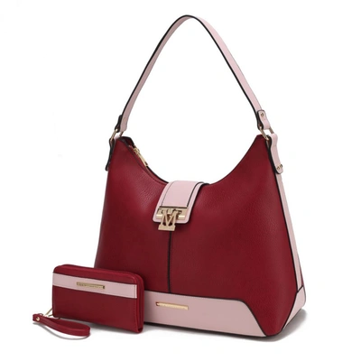 Mkf Collection By Mia K Graciela Hobo Vegan Leather Color Block Handbag In Red