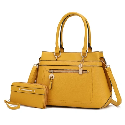 Mkf Collection By Mia K Gardenia Vegan Leather Women's Tote Bag With Wallet- 2 Pieces In Yellow
