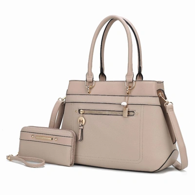 Mkf Collection By Mia K Gardenia Vegan Leather Women's Tote Bag With Wallet- 2 Pieces In Beige