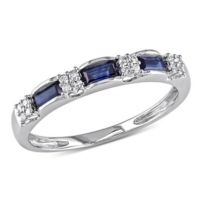 Mimi & Max 1/2 Ct Tgw Sapphire And Diamond Accent Eternity Ring In 10k White Gold In Silver