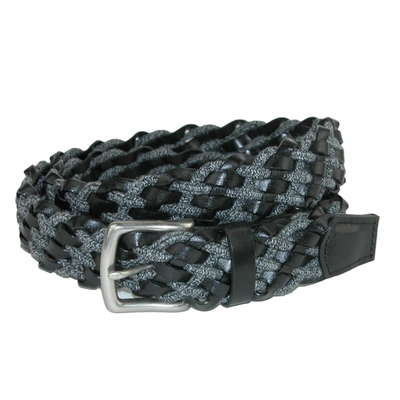 Crookhorndavis Cashmere Cord And Como Leather Braided Belt In Black