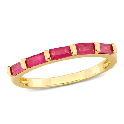 Mimi & Max 4/5ct Tgw Five Stone Ruby Fashion Ring In 10k Yellow Gold In Red