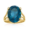 Ross-simons London Blue Topaz Ring With Diamond Accents In 18kt Gold Over Sterling