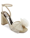 Badgley Mischka Women's Tess Tulle Bow Block Heel Sandals In Beige