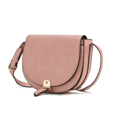 Mkf Collection By Mia K Adalyn Snake Embossed Vegan Leather Women's Shoulder Handbag In Pink