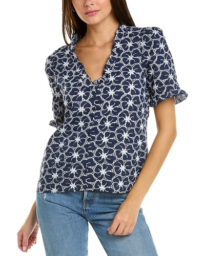 Anna Kay Eyelet Top In Blue