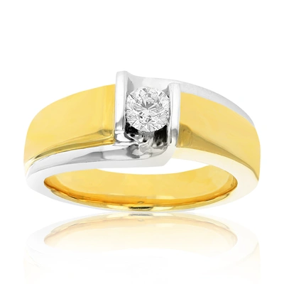Vir Jewels 1/2 Cttw Men's Diamond Engagement Ring 18k Yellow Gold And Platinum In Silver