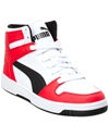 Puma Rebound Layup Sneakers In White With Red Detail