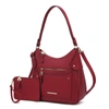 Mkf Collection By Mia K Maeve Vegan Leather Women's Shoulder Bag With Wristlet Pouch- 2 Pieces In Red