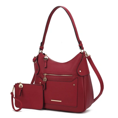 Mkf Collection By Mia K Maeve Vegan Leather Women's Shoulder Bag With Wristlet Pouch- 2 Pieces In Red