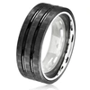 CRUCIBLE JEWELRY CRUCIBLE LOS ANGELES MEN'S STAINLESS STEEL CARBON FIBER DUAL GROOVED COMFORT FIT RING