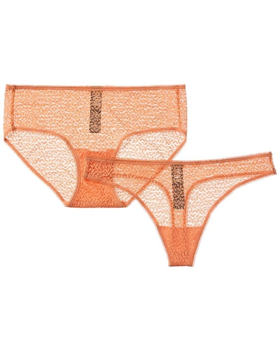Dkny 2pk Modern Lace Hipster & Thong Set In Pink