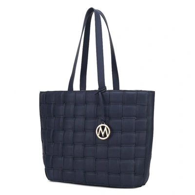 Mkf Collection By Mia K Rowan Woven Vegan Leather Women's Tote Bag In Blue
