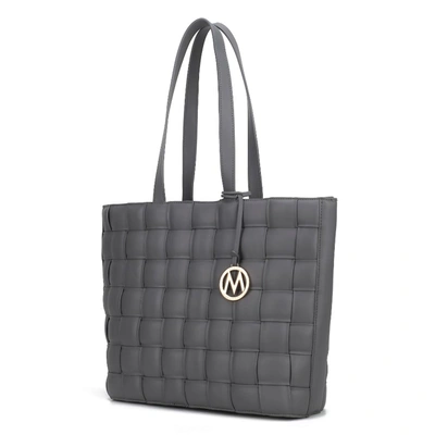 Mkf Collection By Mia K Rowan Woven Vegan Leather Women's Tote Bag In Grey