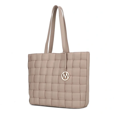 Mkf Collection By Mia K Rowan Woven Vegan Leather Women's Tote Bag In Beige