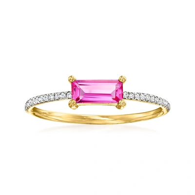 Rs Pure By Ross-simons Pink Topaz Ring With Diamond Accents In 14kt Yellow Gold