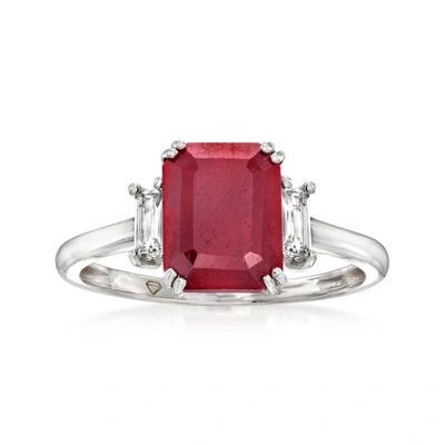 Ross-simons Ruby Ring With . White Topaz In Sterling Silver In Red