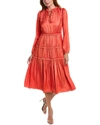 ELIE TAHARI RUFFLE MIDI DRESS