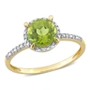 MIMI & MAX 1 1/2CT TGW PERIDOT HALO RING WITH DIAMOND ACCENTS IN 10K YELLOW GOLD