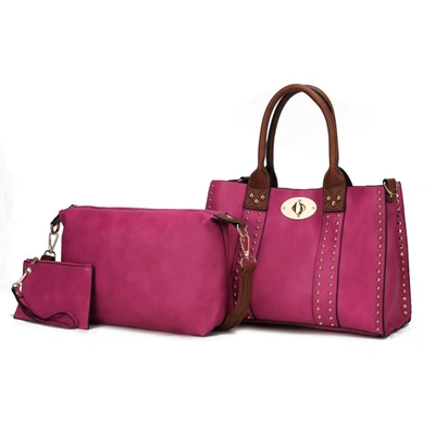 Mkf Collection By Mia K Elissa 3 Pc Set Satchel Handbag With Pouch & Coin Purse In Pink