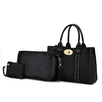 Mkf Collection By Mia K Elissa 3 Pc Set Satchel Handbag With Pouch & Coin Purse In Black