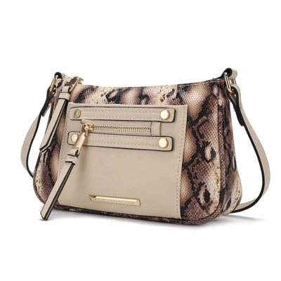 Mkf Collection By Mia K Essie Snake Embossed Vegan Leather Crossbody In Beige