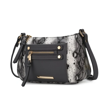 Mkf Collection By Mia K Essie Snake Embossed Vegan Leather Crossbody In Black