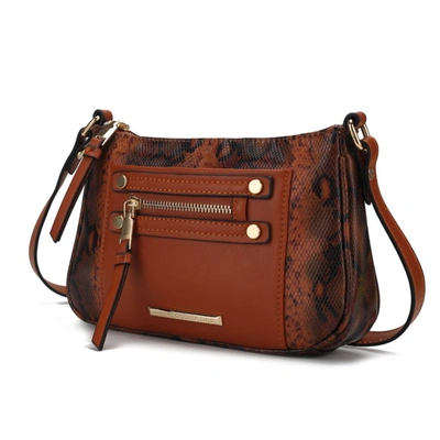 Mkf Collection By Mia K Essie Snake Embossed Vegan Leather Crossbody In Brown