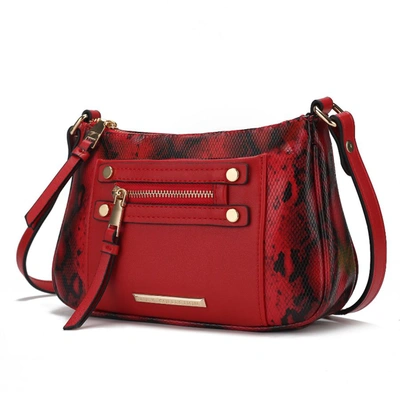 Mkf Collection By Mia K Essie Snake Embossed Vegan Leather Crossbody In Red