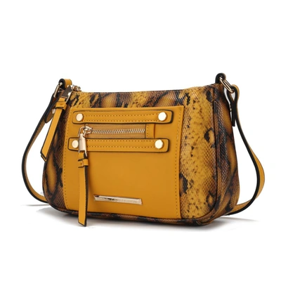 Mkf Collection By Mia K Essie Snake Embossed Vegan Leather Crossbody In Yellow