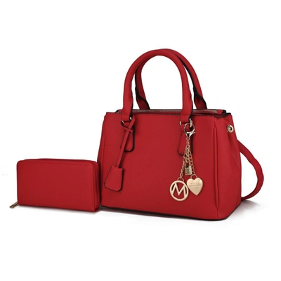 Mkf Collection By Mia K Cassandra Multi Compartment Satchel With Wallet In Red